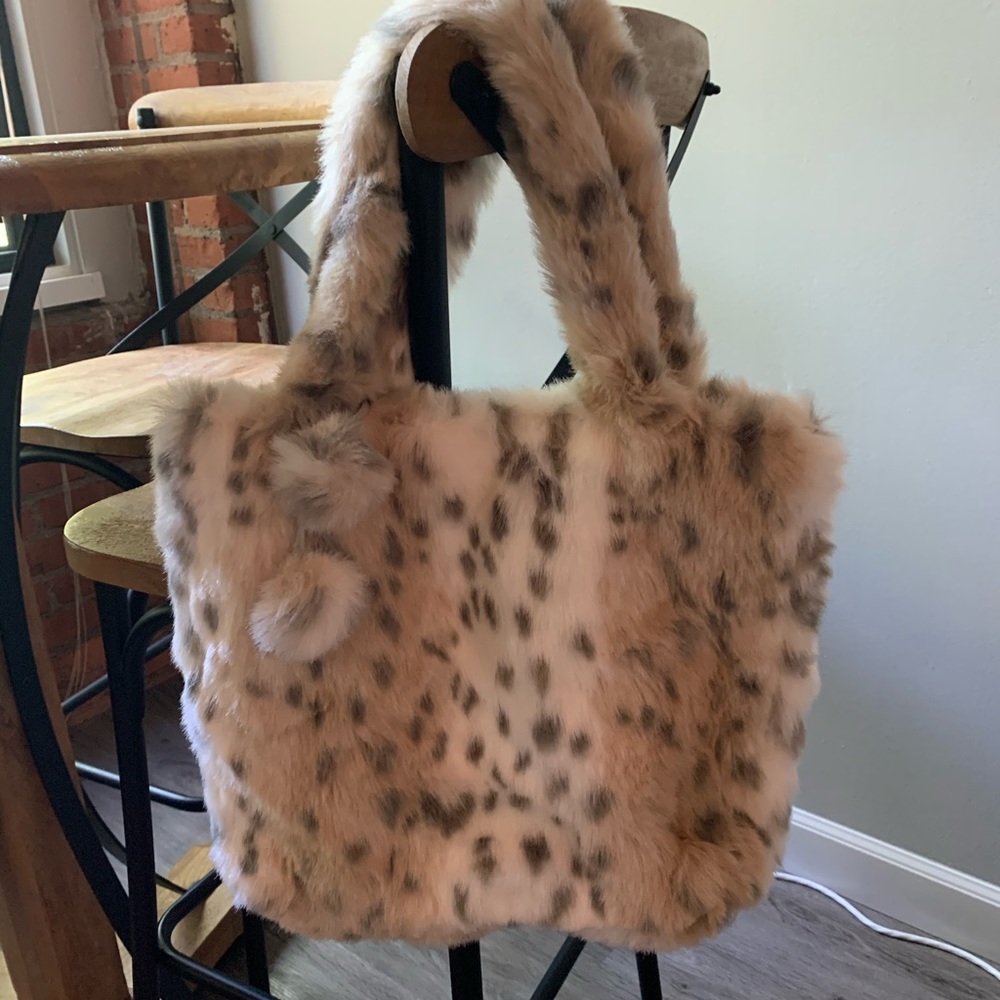 Faux Leopard Fur Tote